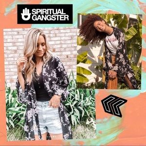 Spiritual Gangster 🤍 Black Floral “Maya” Kimono